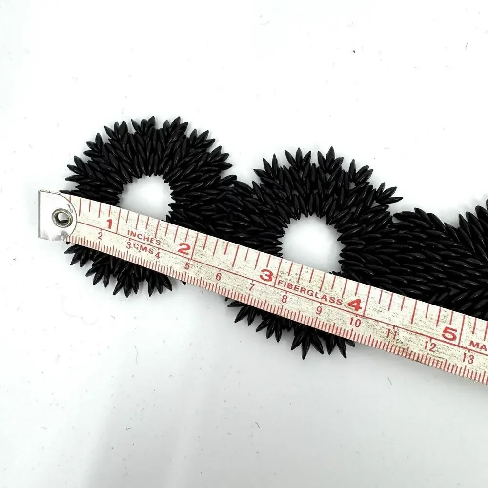Vintage Handcrafted Ipil Apple Seed Belt Black Rosettes Adjustable